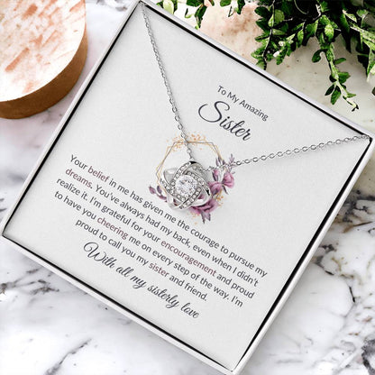 To My Remarkable Sister – Love Knot Necklace | A Beautifully Crafted Gift For Sister