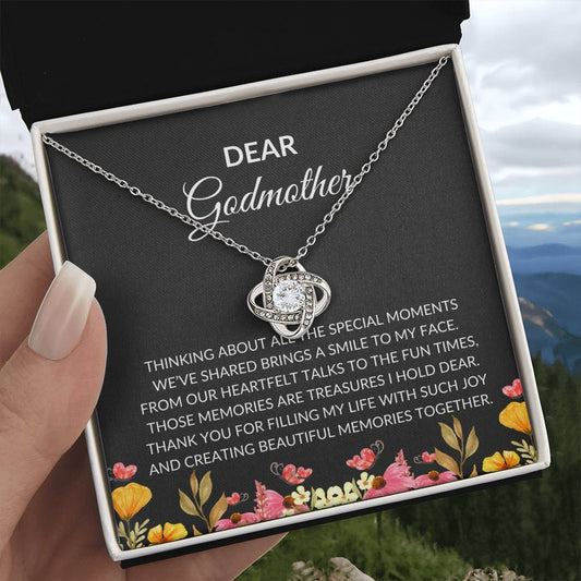 For My Dear Godmother, Love Knot Necklace (Yellow & White Gold Variants) | Godmother Necklace (Necklace Only)