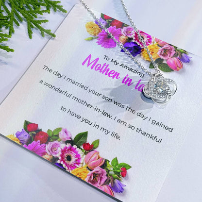 To My Amazing Mother-in-law, Love Knot Necklace with Heartfelt Sentiments | Mother-in-law Gift