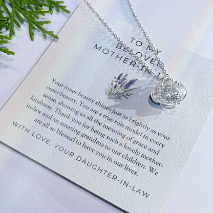 To My Beloved Mother-in-law, Love Knot Necklace with Heartfelt Message | Mother-in-law Gift