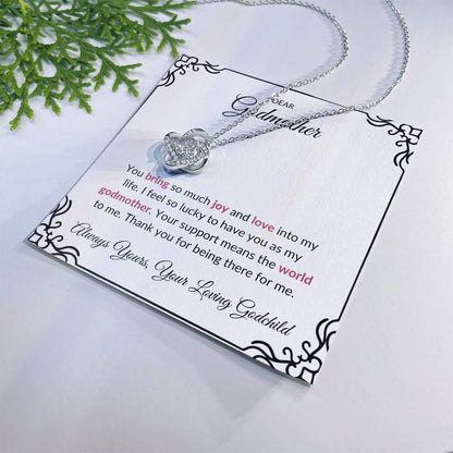 To My Wonderful Godmother, Love Knot Necklace (Yellow & White Gold Variants) | Godmother Necklace (Necklace Only)