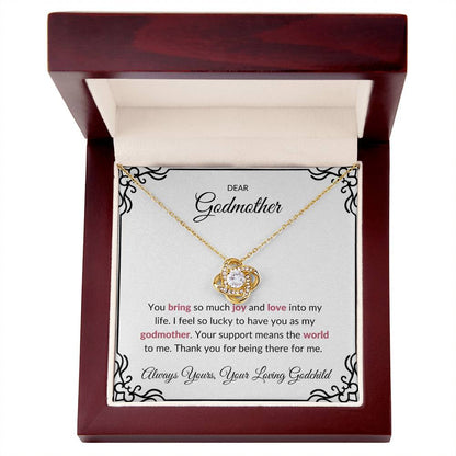 To My Wonderful Godmother, Love Knot Necklace (Yellow & White Gold Variants) | Godmother Necklace (Necklace Only)