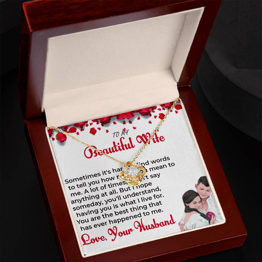 To My Beautiful Wife - Stunning Love Knot Necklace Gift for Wife