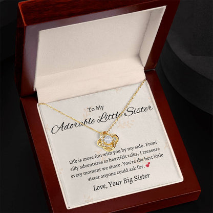 To My Sweet Adorable Little Sister – Love Knot Necklace | Heartfelt Gift For Sister