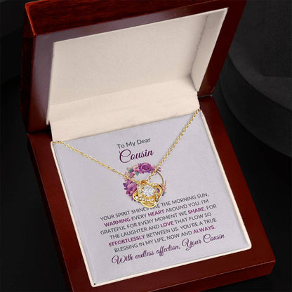 Cousin Necklace | To My Dear Cousin - Love Knot Necklace | Cousin Friendship Necklace
