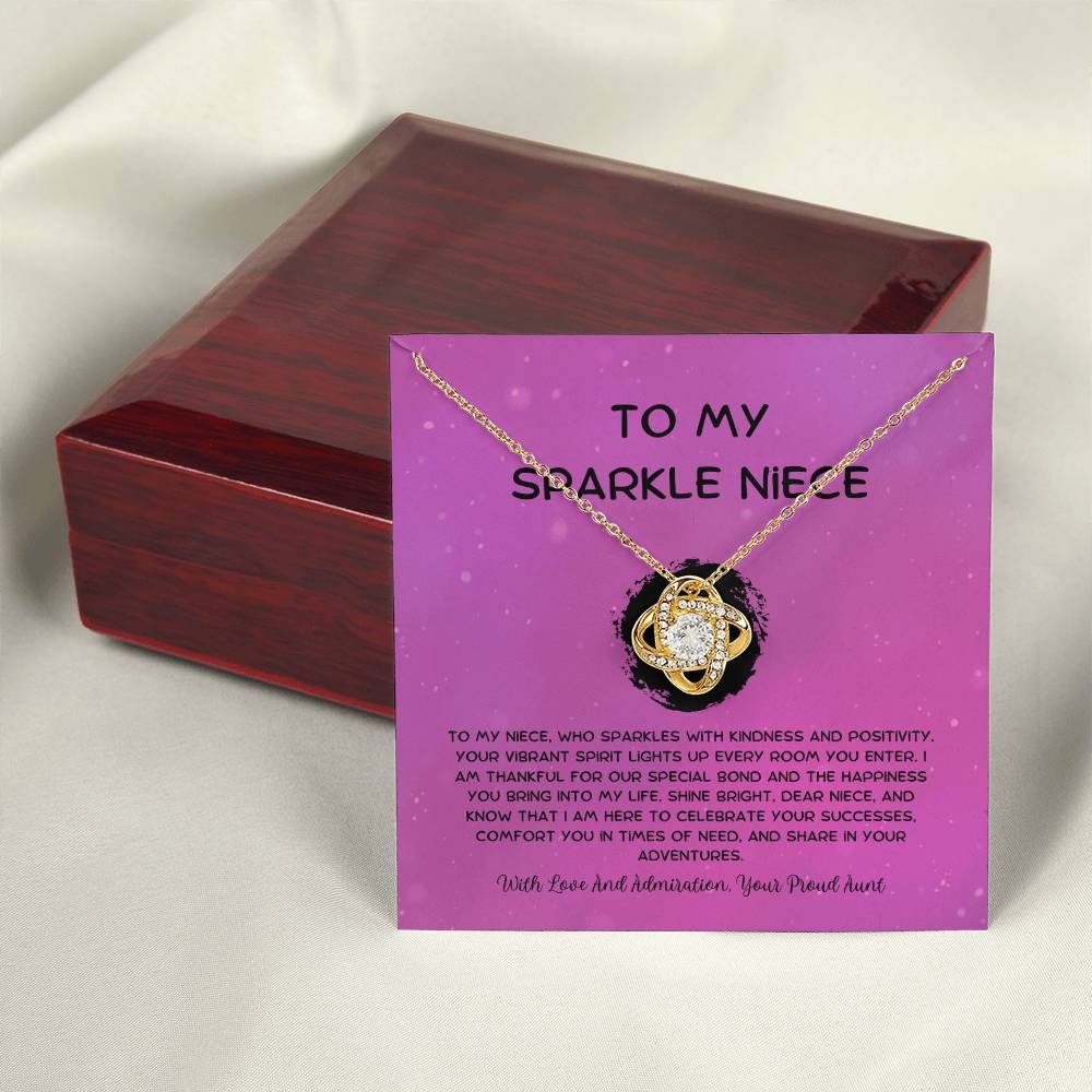 To My Sparkle Niece - From Aunt to Niece Love Knot Necklace - SOUVMOUR