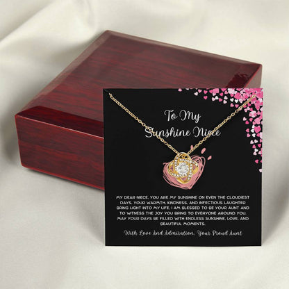 To My Sunshine Niece - From Aunt to Niece Love Knot Necklace - SOUVMOUR
