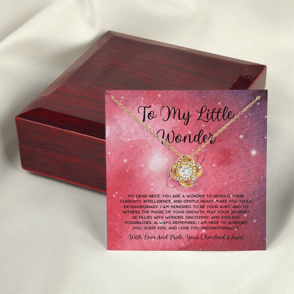 To My Little Wonder - From Aunt to Niece Love Knot Necklace - SOUVMOUR