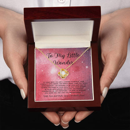 To My Little Wonder - From Aunt to Niece Love Knot Necklace - SOUVMOUR
