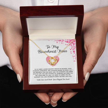 To My Braveheart Niece - From Aunt to Niece Love Knot Necklace - SOUVMOUR