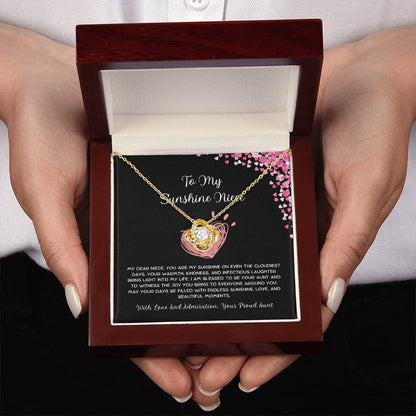 To My Sunshine Niece - From Aunt to Niece Love Knot Necklace - SOUVMOUR