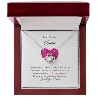 To My Beautiful Aunt Necklace – Elegant Love Knot Jewelry | Message Card For Expressing Love and Gratitude - SOUVMOUR