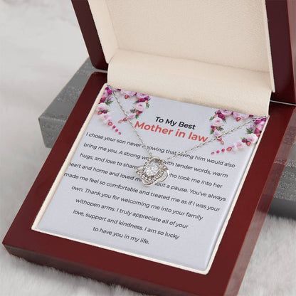 For The Best Mother-in-law, Love Knot Necklace with Heartfelt Message | Mother-in-law Gift