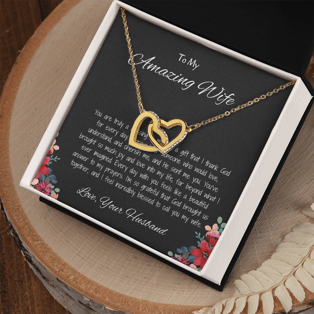 To My Amazing Wife - Heart-Shaped Necklace Romantic Gift for Wife