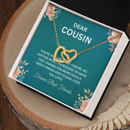 Cousin Necklace | To My Cousin My Forever Best Friend - Interlocking Hearts Necklace | Cousin Friendship Necklace