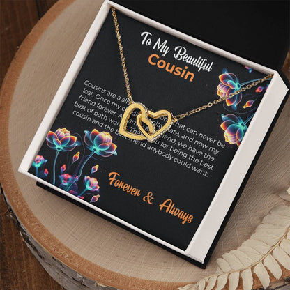 Cousin Necklace | To My Beautiful Cousin - Interlocking Hearts Necklace | Cousin Friendship Necklace