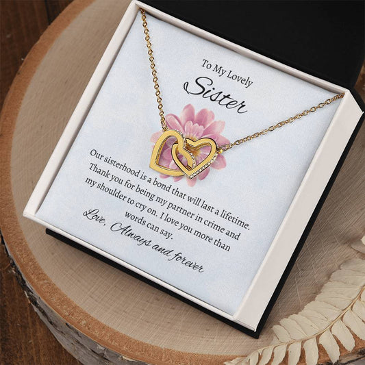 For My Sweet Sister – Interlocking Hearts Necklace | A Symbol of Our Unbreakable Bond