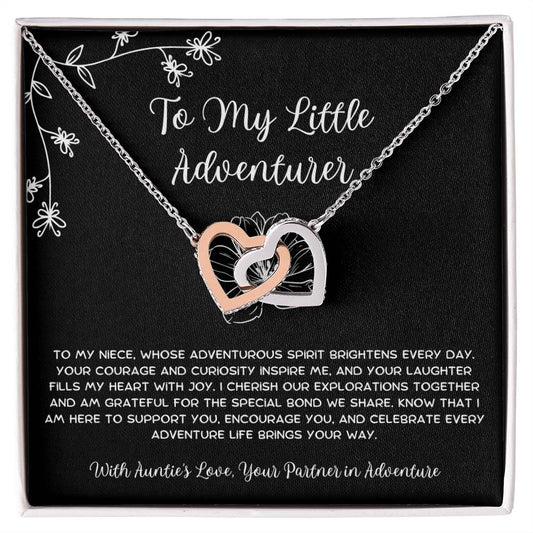 To My Little Adventurer - From Aunt to Niece Interlocking Hearts Necklace - SOUVMOUR