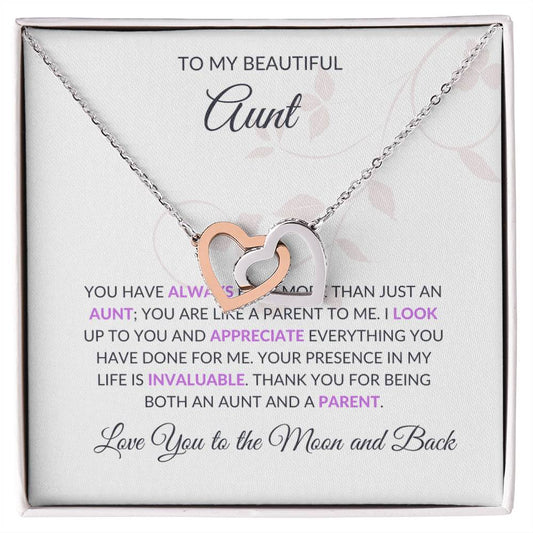 To My Beautiful Aunt Necklace – Elegant Hearts Jewelry | Message Card for Expressing Love and Gratitude - SOUVMOUR