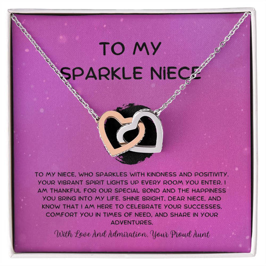 To My Sparkle Niece - From Aunt to Niece Interlocking Hearts Necklace - SOUVMOUR