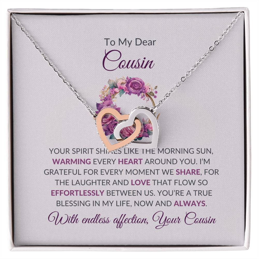Cousin Necklace | To My Dear Cousin - Interlocking Hearts Necklace | Cousin Friendship Necklace
