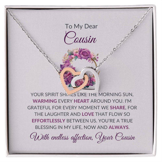 Cousin Necklace | To My Dear Cousin - Interlocking Hearts Necklace | Cousin Friendship Necklace