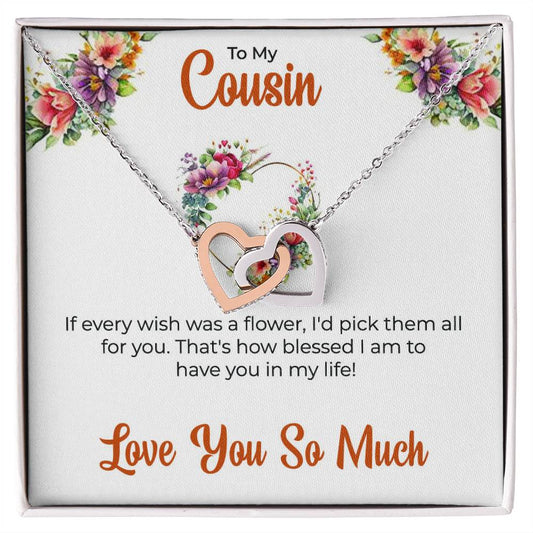 Cousin Necklace | To My Cousin My Best Friend - Interlocking Hearts Necklace | Cousin Friendship Necklace