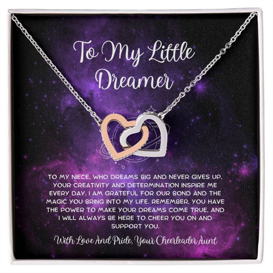 To My Little Dreamer - From Aunt to Niece Interlocking Hearts Necklace - SOUVMOUR