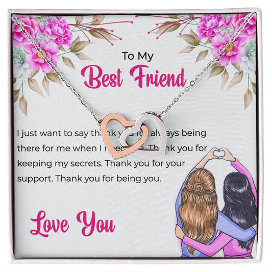 Friendship Necklace | To My Lifetime Best Friend - Interlocking Hearts Necklace | Gift for Best Friend