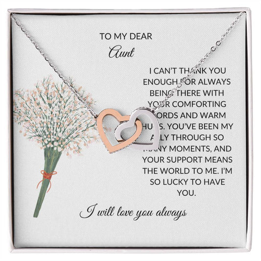 To My Special Aunt Necklace – Lovely Hearts Necklace | Thoughtful Message Card for Expressing Love and Gratitude in Yellow & White Gold - SOUVMOUR