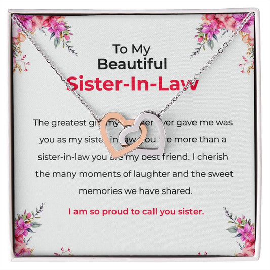 To My Beautiful Sister-in-law Necklace | Interlocking Hearts Necklace | Sister-in-Law Gift