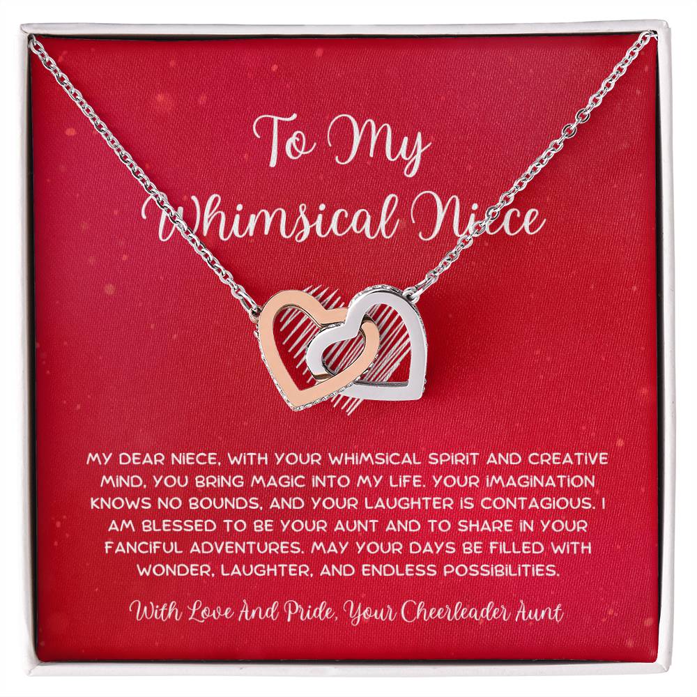 To My Whimsical Niece - From Aunt to Niece Interlocking Hearts Necklace - SOUVMOUR