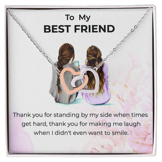 Friendship Necklace | To My Bestie Thank You - Interlocking Hearts Necklace
