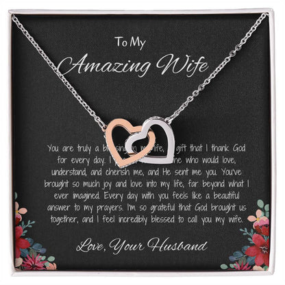 To My Amazing Wife - Heart-Shaped Necklace Romantic Gift for Wife