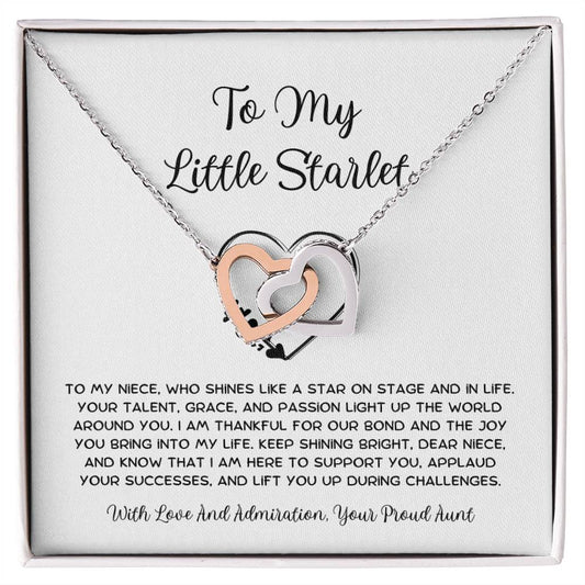 To My Little Starlet - From Aunt to Niece Interlocking Hearts Necklace - SOUVMOUR