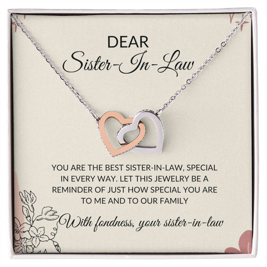 To My Dear Sister-in-law Necklace | Interlocking Hearts Necklace | Sister-in-Law Gift