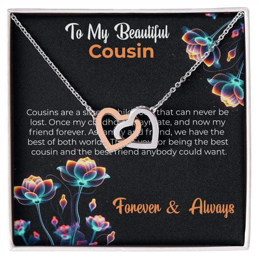 Cousin Necklace | To My Beautiful Cousin - Interlocking Hearts Necklace | Cousin Friendship Necklace