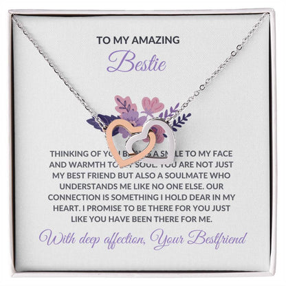 Friendship Necklace | To My Amazing Best Friend - Interlocking Hearts Necklace