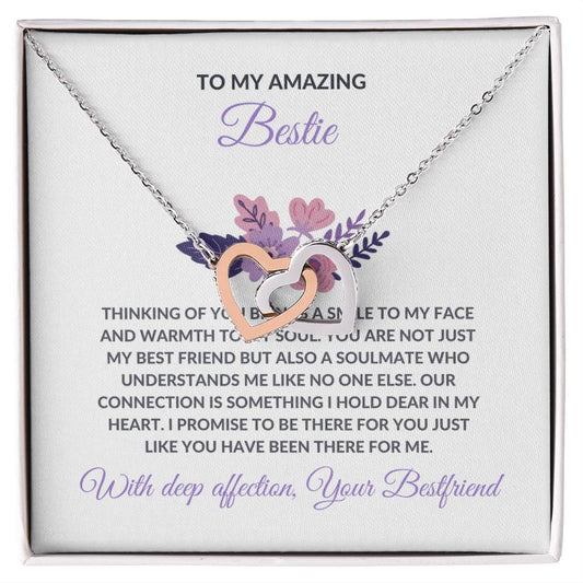 Friendship Necklace | To My Amazing Best Friend - Interlocking Hearts Necklace