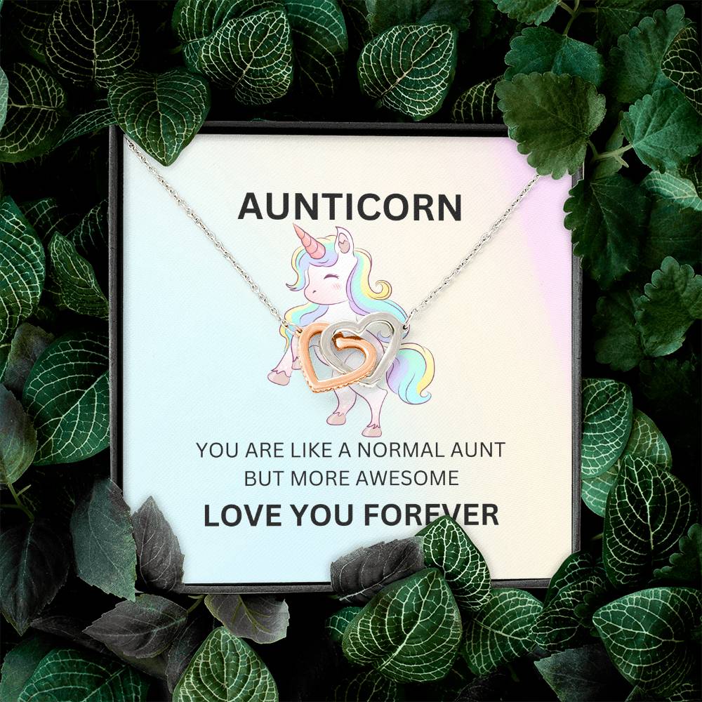 To My Aunticorn – Unique Hearts Necklace | Fun Message Card for Aunt for Expressing Love and Gratitude - SOUVMOUR