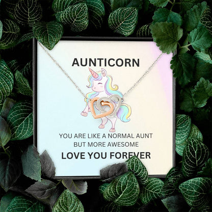 To My Aunticorn – Unique Hearts Necklace | Fun Message Card for Aunt for Expressing Love and Gratitude - SOUVMOUR