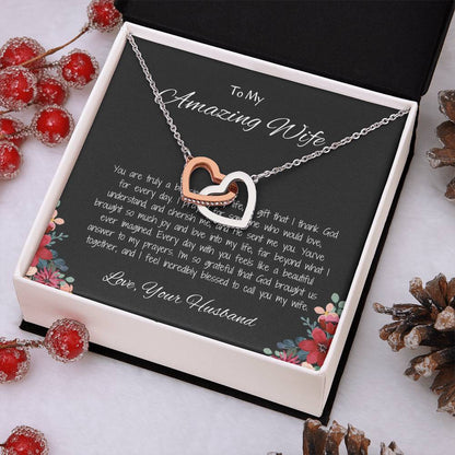 To My Amazing Wife - Heart-Shaped Necklace Romantic Gift for Wife