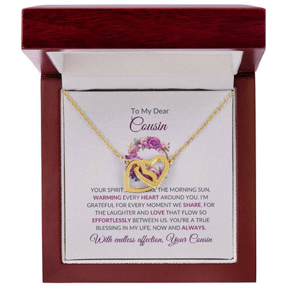 Cousin Necklace | To My Dear Cousin - Interlocking Hearts Necklace | Cousin Friendship Necklace