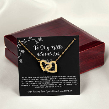 To My Little Adventurer - From Aunt to Niece Interlocking Hearts Necklace - SOUVMOUR