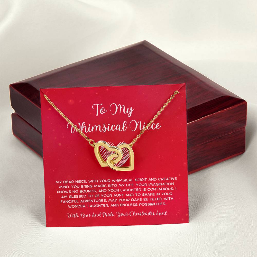 To My Whimsical Niece - From Aunt to Niece Interlocking Hearts Necklace - SOUVMOUR