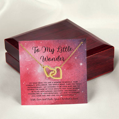 To My Little Wonder - From Aunt to Niece Interlocking Hearts Necklace - SOUVMOUR