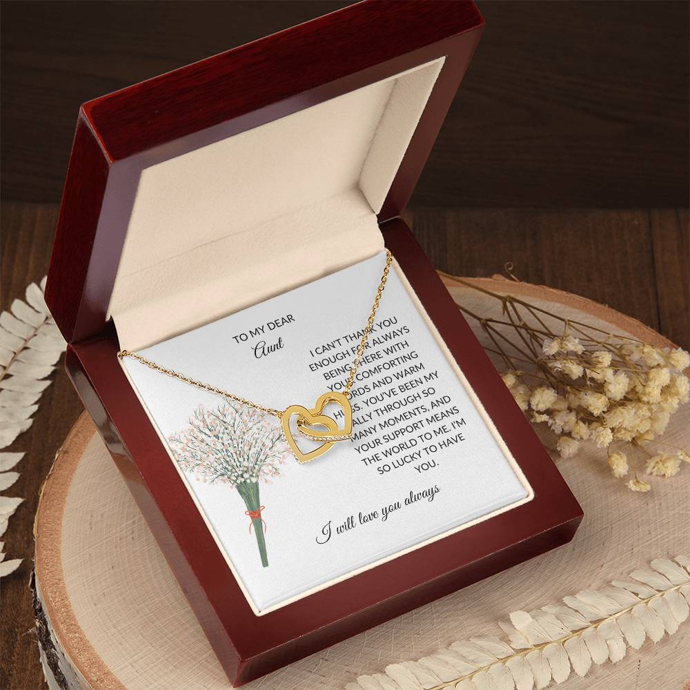 To My Special Aunt Necklace – Lovely Hearts Necklace | Thoughtful Message Card for Expressing Love and Gratitude in Yellow & White Gold - SOUVMOUR
