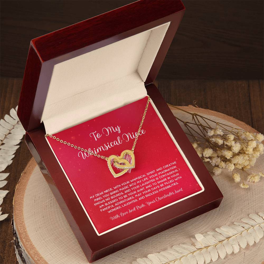 To My Whimsical Niece - From Aunt to Niece Interlocking Hearts Necklace - SOUVMOUR