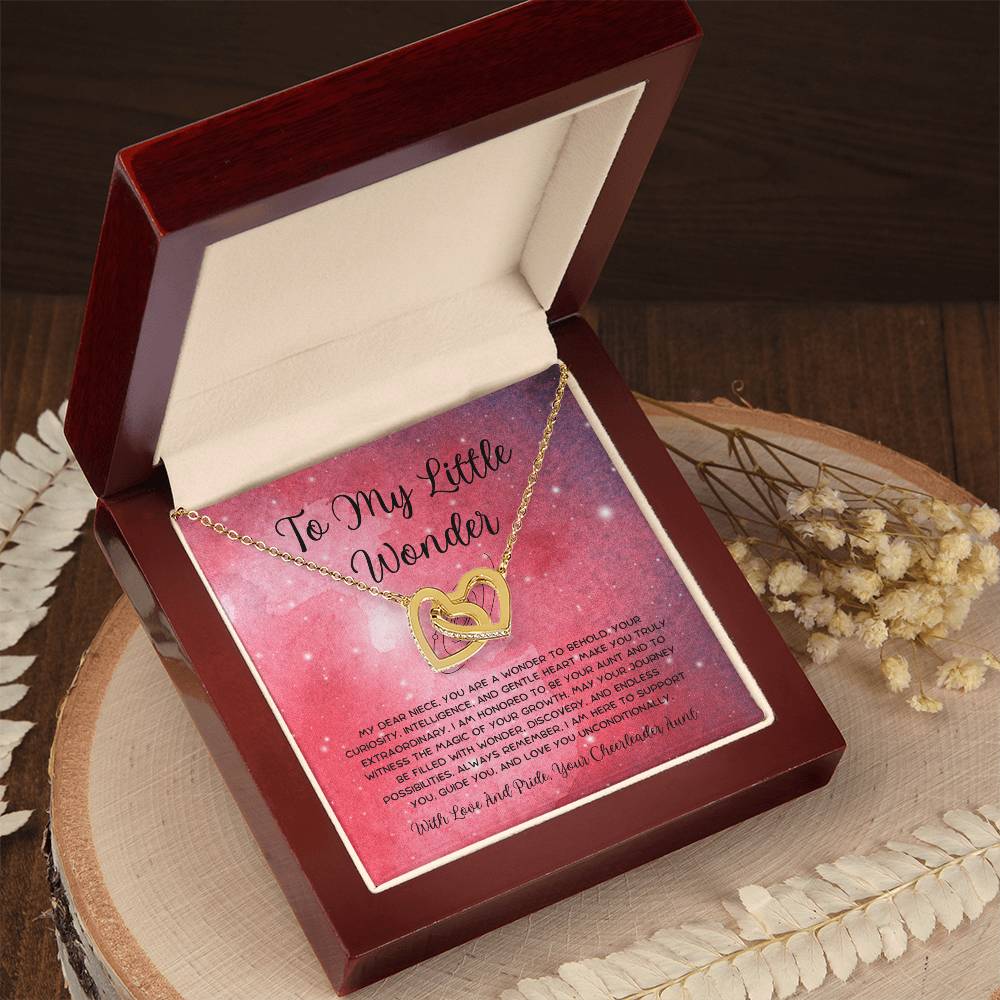To My Little Wonder - From Aunt to Niece Interlocking Hearts Necklace - SOUVMOUR