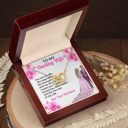To My Darling Wife, My Life - Heart-Shaped Necklace Gift for Her